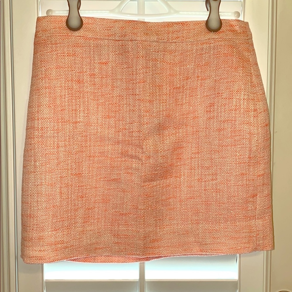 J Crew Pink Tweed Shimmer Mini Skirt